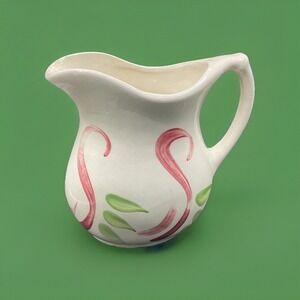 Pitcher Roseville RRP Co Hand-Painted Mauve Swirl Green Leaves 6" Tall Decor